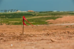 red flag on construction site